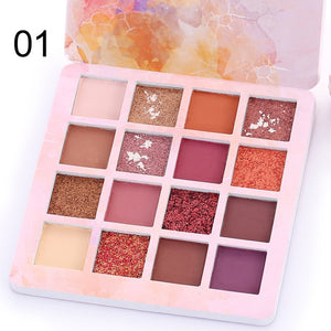 Long-lasting Waterproof Eye Shadow Natural Eyes Makeup 16 Colors Eyeshadow Palette Cosmetics Diamond Glitter Shiny Matte TSLM1