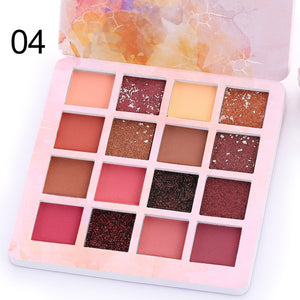 Long-lasting Waterproof Eye Shadow Natural Eyes Makeup 16 Colors Eyeshadow Palette Cosmetics Diamond Glitter Shiny Matte TSLM1