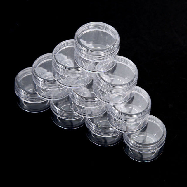 10pcs 2g/3g/5g/10g/15g/20g Empty Plastic Clear Cosmetic Jars Makeup Container Lotion Bottle Vials Face Cream Sample Pots Gel Box