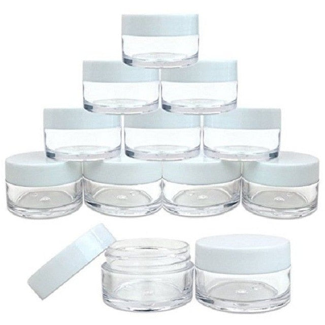 10pcs 2g/3g/5g/10g/15g/20g Empty Plastic Clear Cosmetic Jars Makeup Container Lotion Bottle Vials Face Cream Sample Pots Gel Box