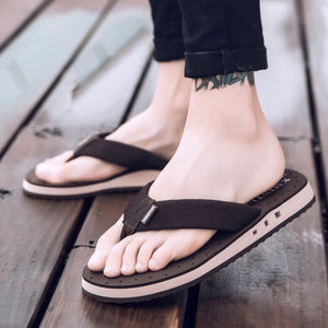 XMISTUO Summer Korean big size Tide Slippers Men Non-slip Cool Flip-Flops Breathable Thick-soled Sandals Slippers Toe Sandals